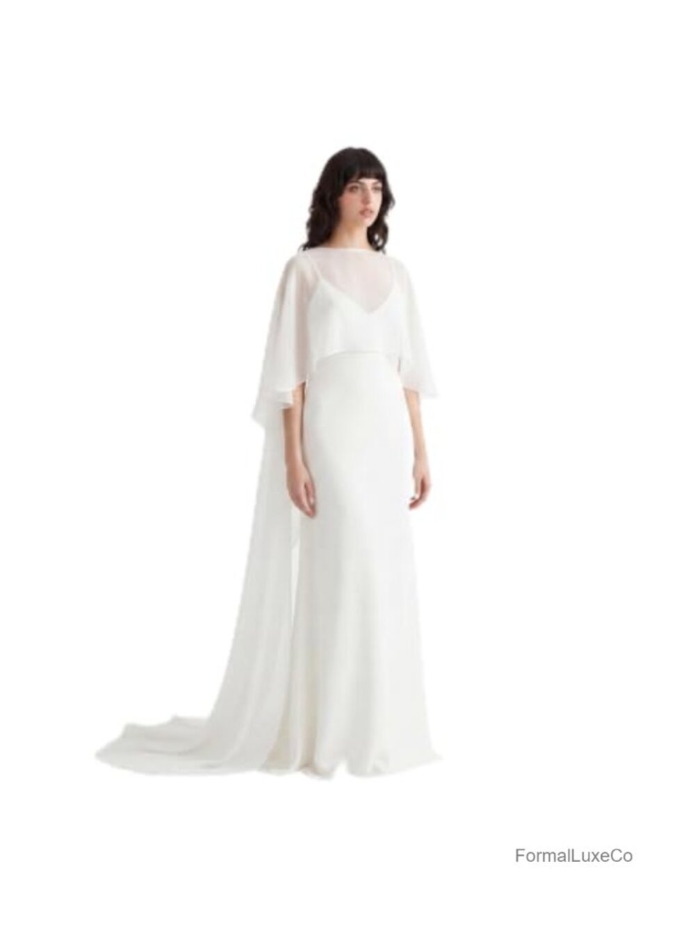 Chiffon Bridal Cape Asymmetric Wedding Shawl Wrap Cover Up